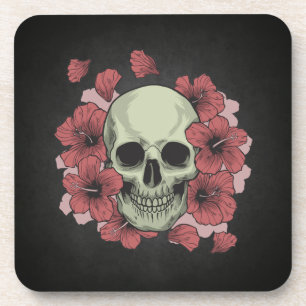 Crâne floral Dia de los Muertos   DESSOUS DE VERRE