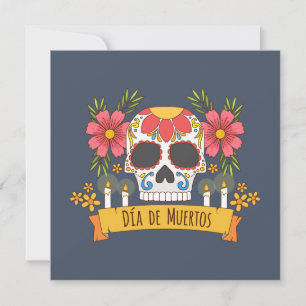 Crâne floral Dia de los Muertos Invitation du pa