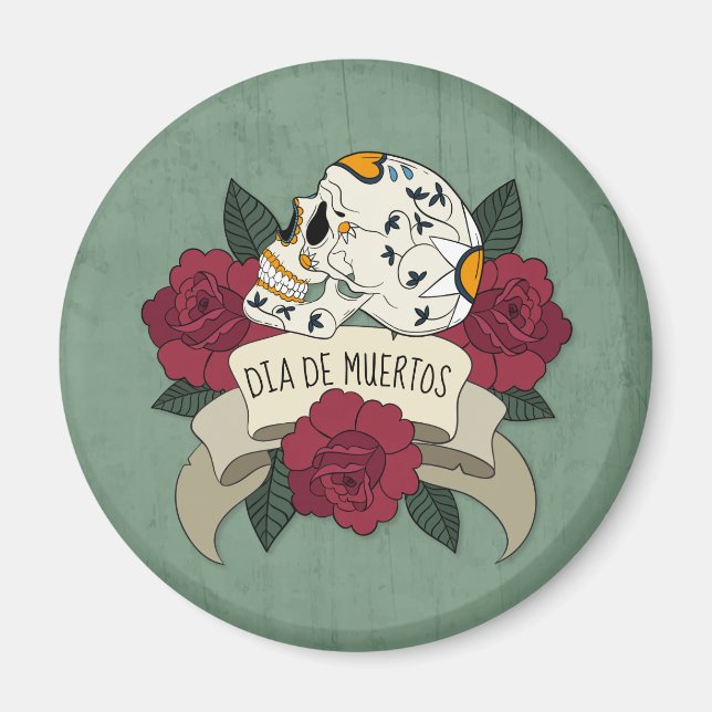 Crâne floral Dia de los Muertos | Magnet (Devant)