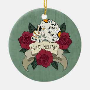 Crâne floral Dia de los Muertos   Ornement
