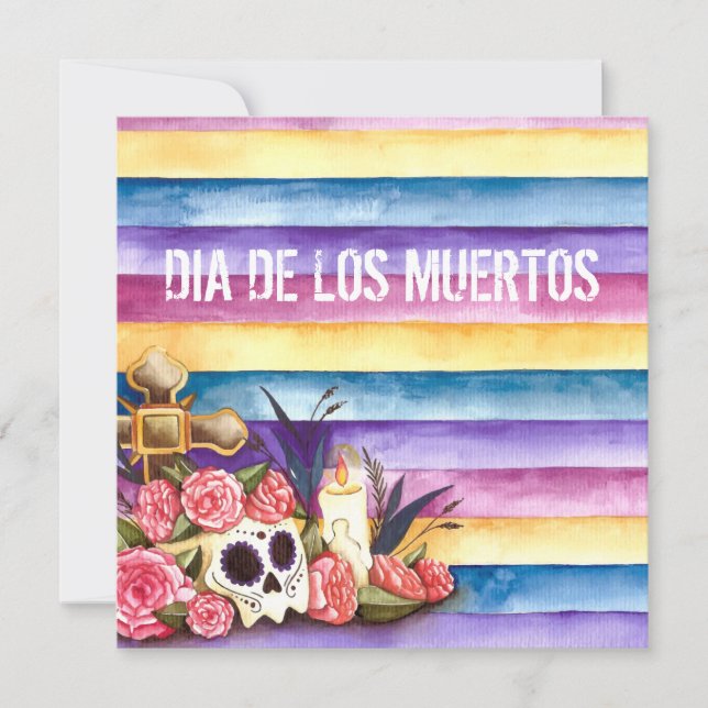 Crâne floral Dia de los Muertos Party Invitation (Devant)