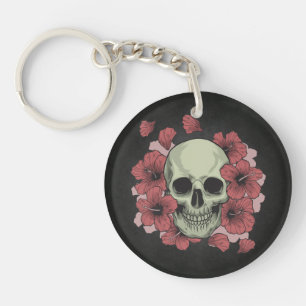 Crâne floral Dia de los Muertos Porte-clé