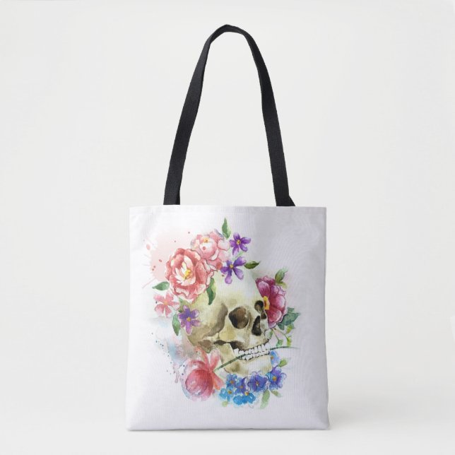 Crâne floral Dia de los Muertos | Sac fourre-tout (Devant)