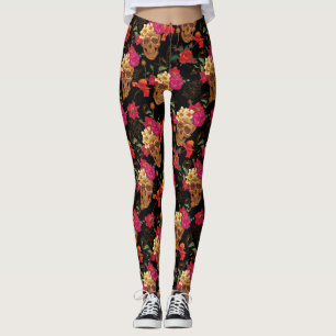 crâne floral leggings