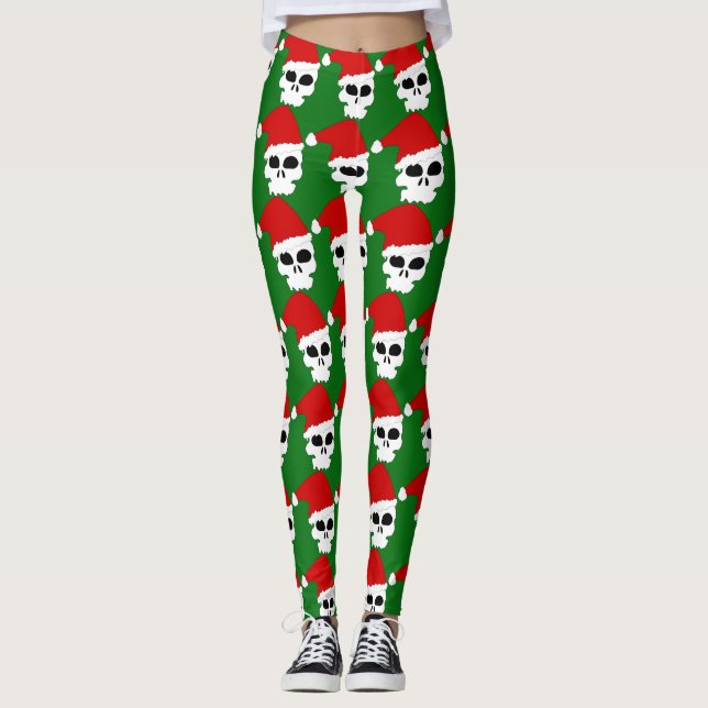 crâne goth leggings de noël (Devant)