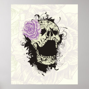 crâne gothique cool et affiche personnalisée rose