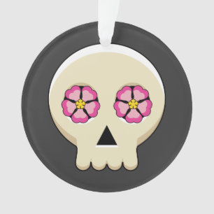 Crâne gothique déplaisant Kawaii avec fleurs