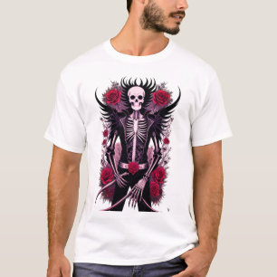 Crâne gothique et fleurs rouges T-shirt Homme de b