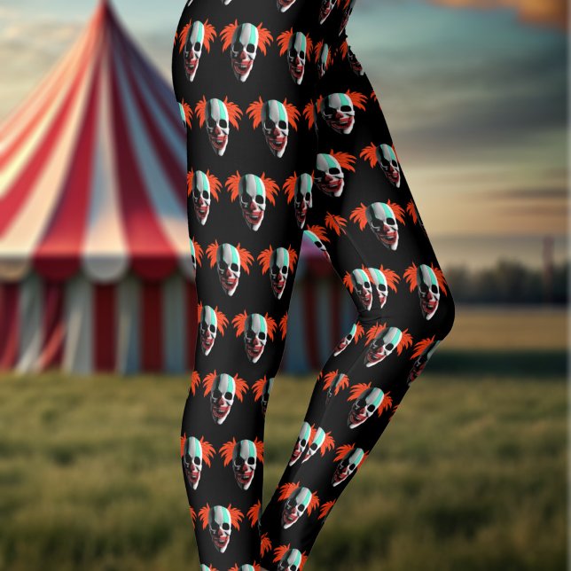 Crâne Halloween Clown Motif Leggings noirs (Spooky clown pattern leggings for your Halloween shenanigans. You'll not see another pair of these! )