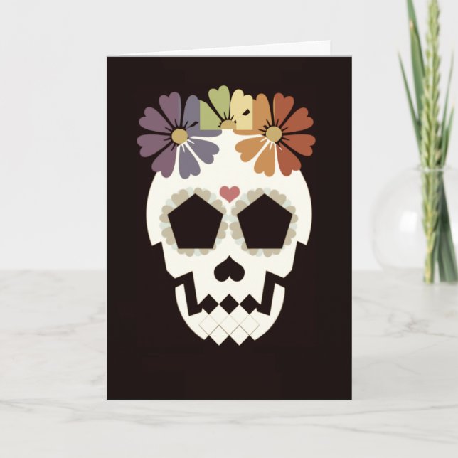 Crâne "Halloween heureux !" Carte de voeux (Devant)