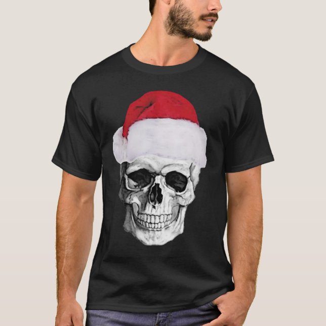 crâne le père noël, T-shirt de Noël (Devant)
