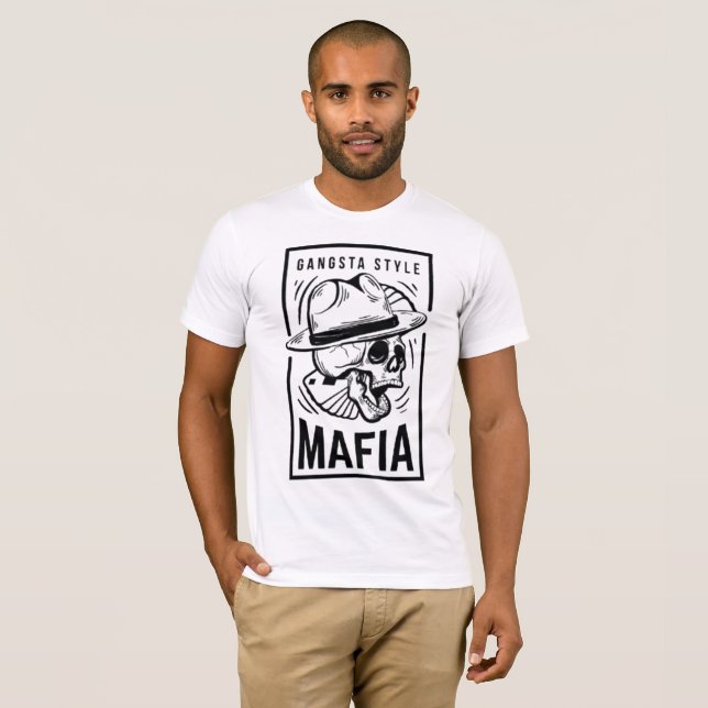 Crâne mafieux rétro - T-shirt style Gangsta (Devant entier)