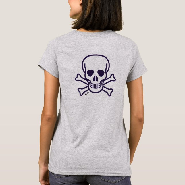 Crâne n Bones femmes gris T-shirt dos (Dos)