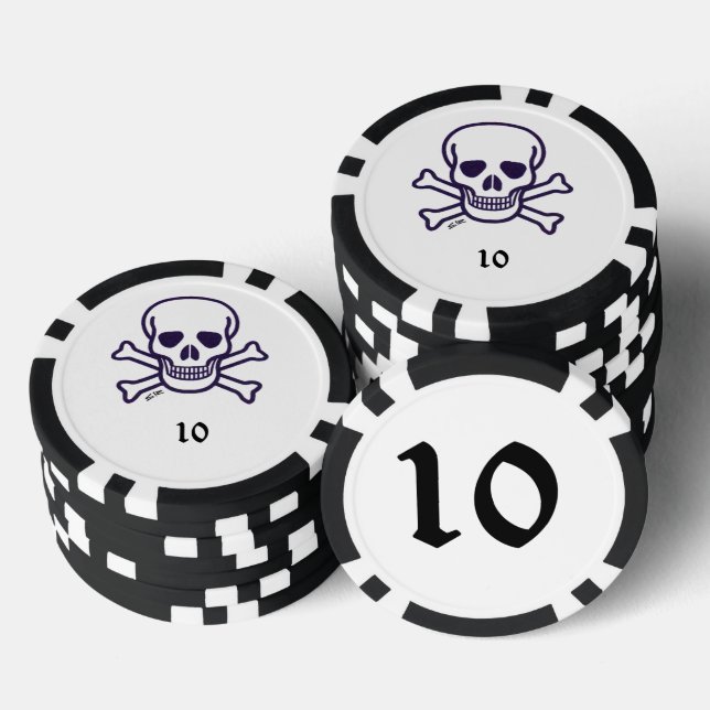 Crâne n os 10 jeton de poker rayé (Empiler)