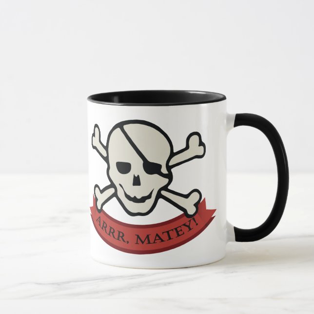 Crâne - Noir 11 oz Ringer Mug (Droite)