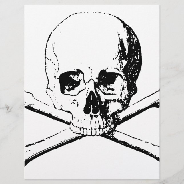 Crâne noir et blanc et os (Devant)