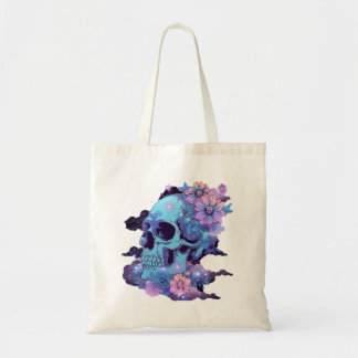 Crâne pastel aux fleurs et aux étoiles Sac fourre-