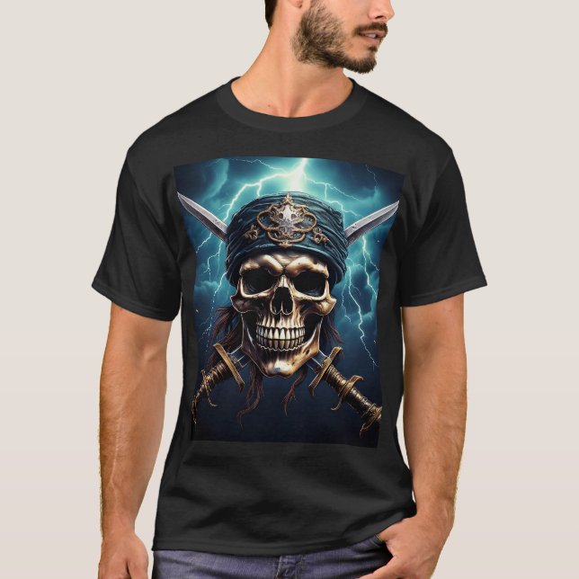 Crâne pirate avec T-shirt épée (Devant)