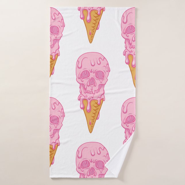 Crâne rose - crème glacée. Contexte motif transpar (Serviette de bain)