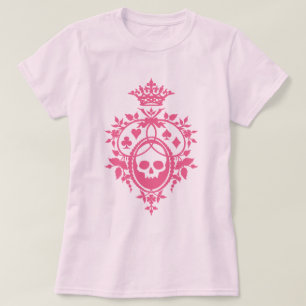 Crâne rose Et Costume Carte Crest T-Shirt