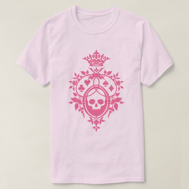 Crâne rose Et Costume Carte Crest T-Shirt (Design devant)