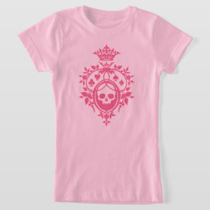 Crâne rose Et Costume Carte Crest T-Shirt