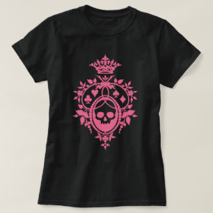Crâne rose Et Costume Carte Crest T-Shirt