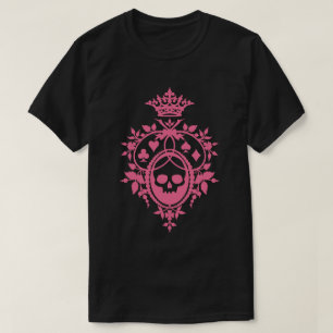 Crâne rose Et Costume Carte Crest T-Shirt