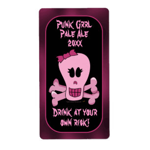 Crâne rose et os croisés Étiquettes de bière Ale p