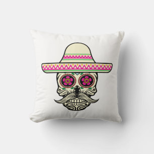 Crâne simple Dia de Muertos avec oreiller à lancer