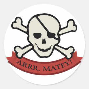 Crâne - Sticker rond classique blanc, brillant