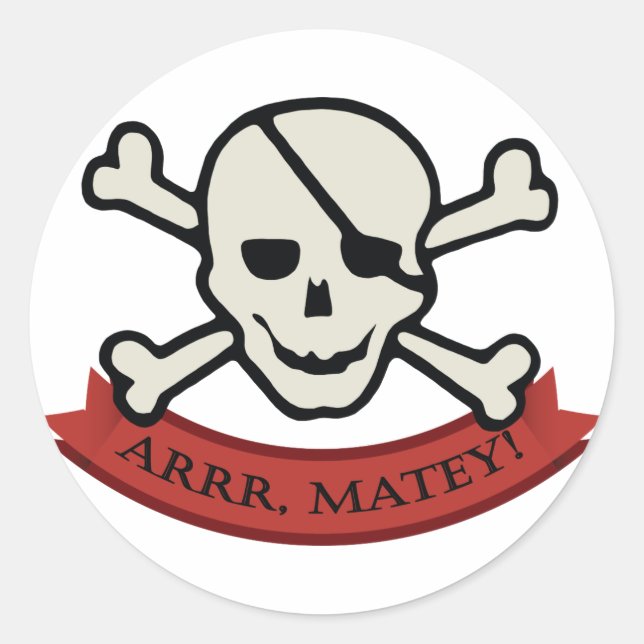 Crâne - Sticker rond classique blanc, brillant (Devant)