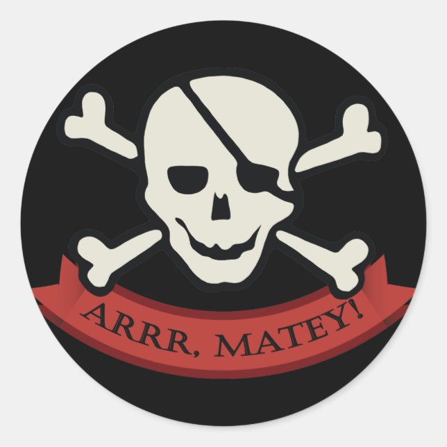 Crâne - Sticker rond classique noir, brillant (Devant)