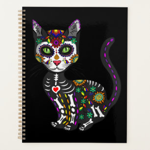 Crâne sucre Chat mexicain Halloween Jour De La Mo