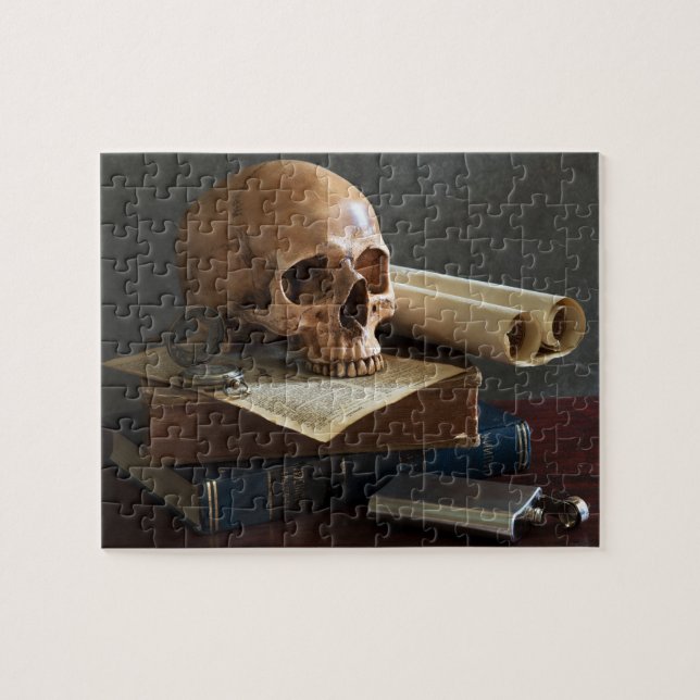 Crâne sur le puzzle de livres (Horizontal)