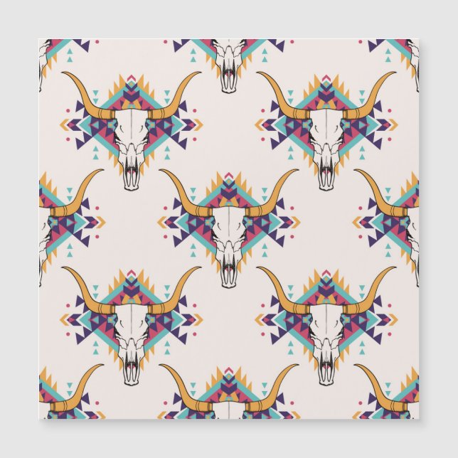 Crâne taureau de la tribu : Boho Seamless (Devant)