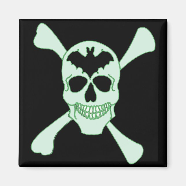 Crâne vert et aimant croisé (Devant)