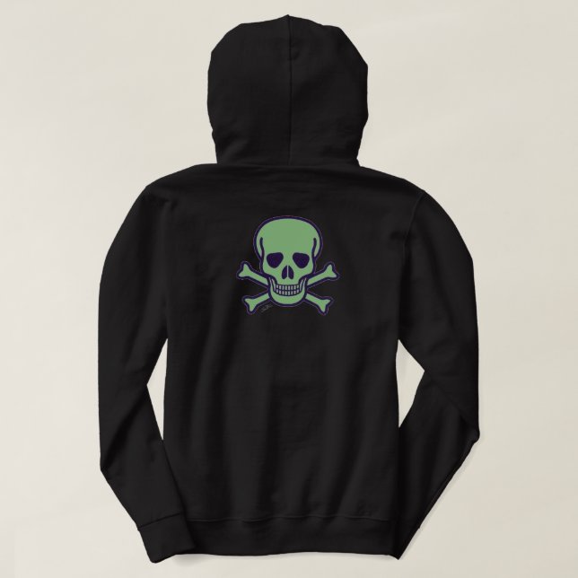 Crâne vert hommes noir sweat - shirt à capuche ret (Design dos)