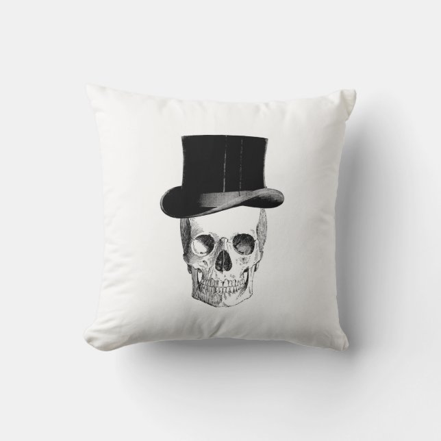 Crâne vintage avec Coussin Tophat (Recto)