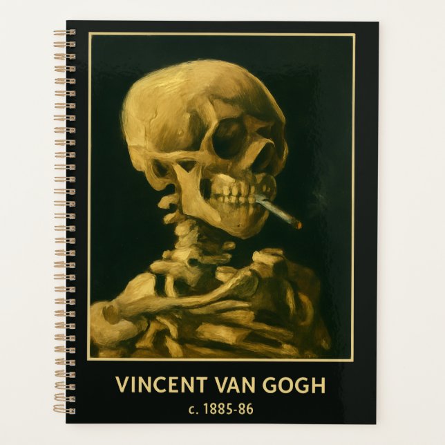 Crâne Vintage Fumeur – Unique Inspiré de Van Gogh  (Devant)