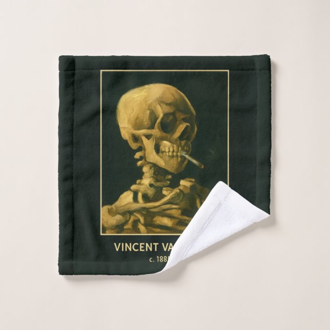 Crâne Vintage Fumeur – Unique Inspiré de Van Gogh  (Gant de toilette)