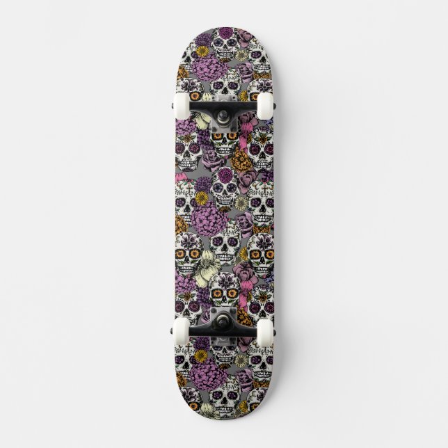 Crânes à sucre Dia de los Muertos Skateboard Deck (Recto)