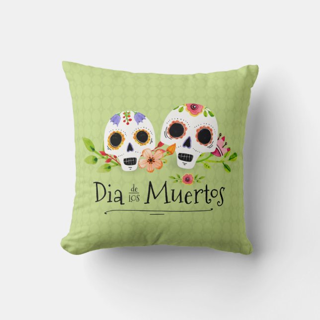 Crânes à sucre florales Dia de Muertos | Coussin d (Recto)
