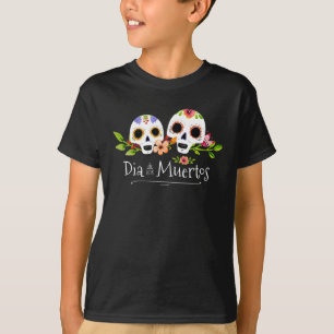 Crânes à sucre florales Dia de Muertos   T-shirt