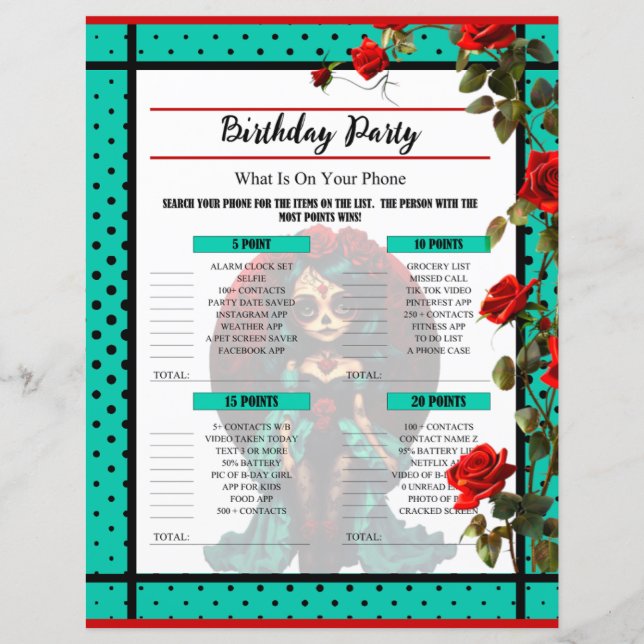 Crânes à sucre Roses turquoises et rouges sur votr (Devant)