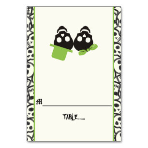 Crânes amusants Carte d'escorte mariage vert Hallo
