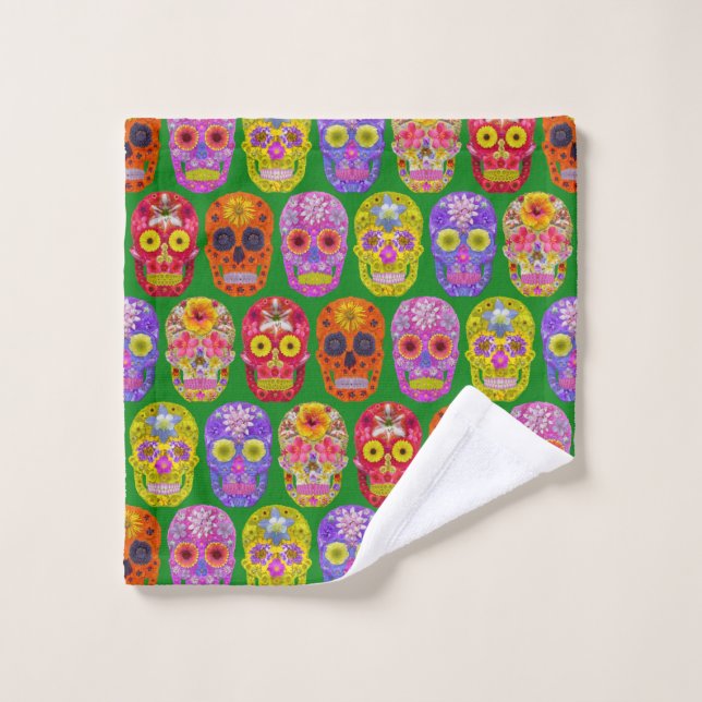 Crânes de fleurs Motif sans soudure 2018 (Gant de toilette)