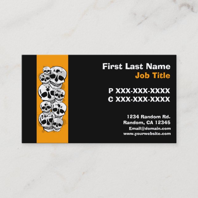 Crânes de splat de peinture orange noir cartes per (Devant)