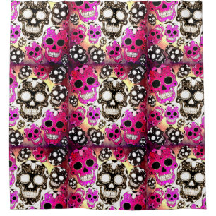Crânes de sucre noir rose grunge rideau de douche