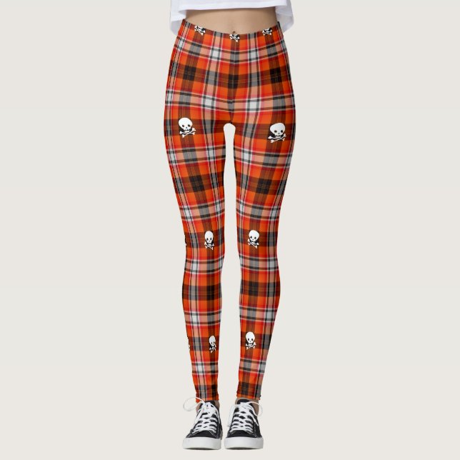 Crânes écossais de goth plaid leggings (Devant)